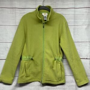 Talbots Green Zip Front Fleece Jacket Size M